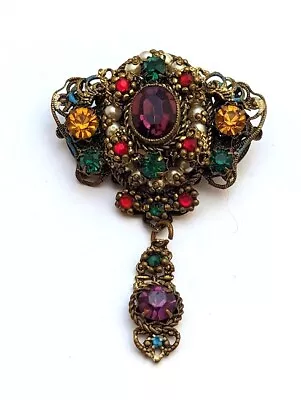 Vintage Czech Glass Brooch 1930's Vintage Jewelry • $125