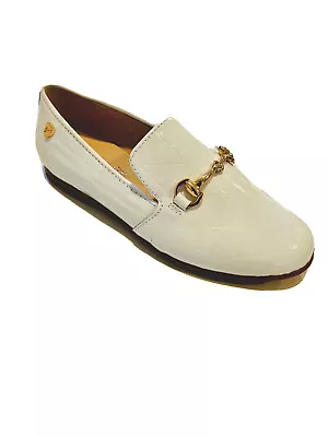 NIB Venettini Dress Shoes. White Patent Leather W Gold Accents. Size 12.5/30 EU • $34.99