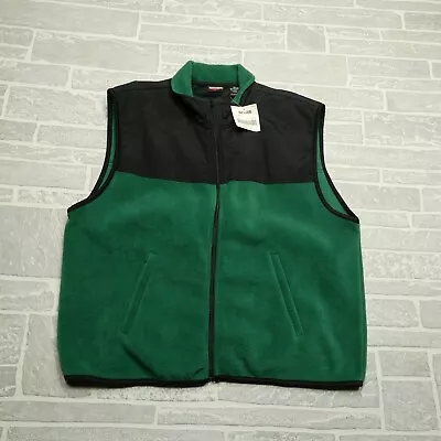VINTAGE Winner Fleece Vest Adult XL Green Full Zip Pockets Reinforced Shoulders • $37.44