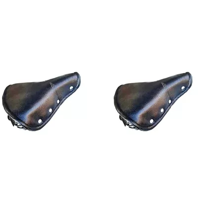 2X Vintage Faux Leather Bicycle  Rivet Sprung Spring Bike Cycling  Cushion Blac • $42.74