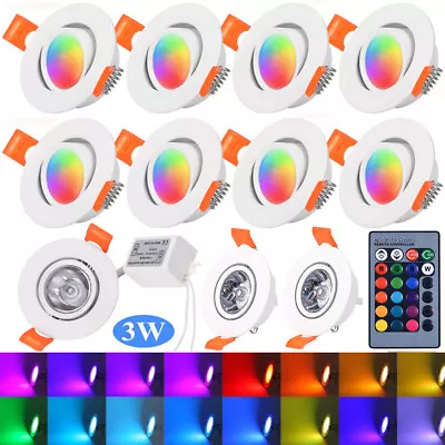 £8.39 • Buy Colour Changing RGB Downlight Panel LED Recessed Ceiling Lights Remote Spot Lamp