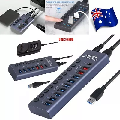 4 7 10 Ports USB 3.0 HUB Powered + High Speed Splitter Extender AU Power Supply • $41.55