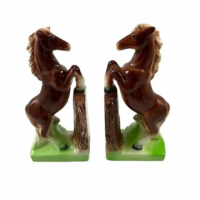 Rearing Jumping Horses Porcelain Book Ends Criterion Japan Vintage Mid Century • £28.92