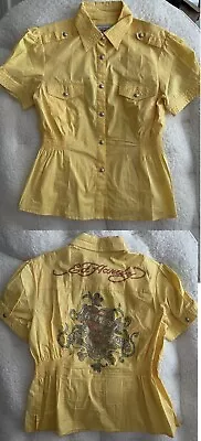 ED HARDY Embellished “Love Kills Slowly” Women’s Utility Shirt LARGE NWOT* • $26.80