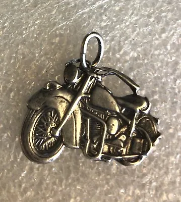 VINTAGE 925 SILVER NECKLACE CHARM PENDANT MOTORCYCLE INDIAN MOTORCYCLE Style • $29.97