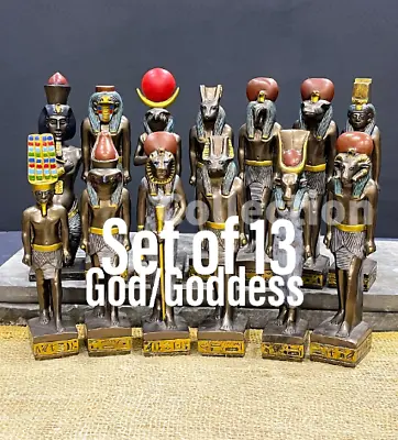 Set Of 13 Ancient Egyptian Deities Anubis God Seth Hathor Sobek Amun RA.... • £281.50