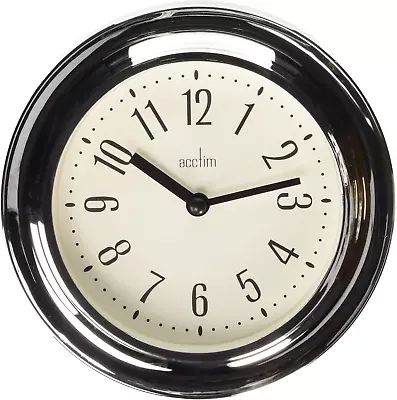 Acctim Riva Small Wall Clock Quartz Chrome Effect 17.5cm 21737 • £13.63