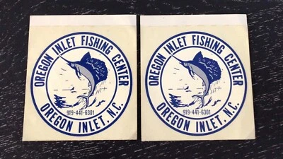 $15.97 • Buy Set Of Two Vintage Oregon Inlet Fishing Center Decals Outer Banks North Carolina
