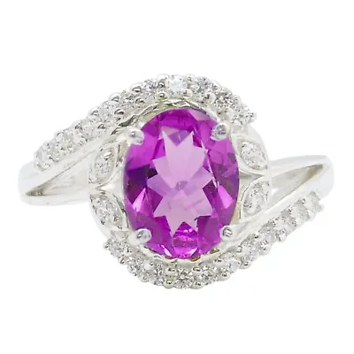 £0.01 • Buy 3.02Ct Oval Shape Natural African Pink Tourmaline Ring In 925 Sterling Silver