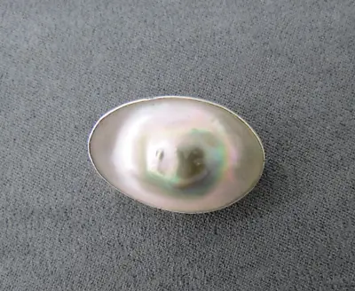 Blister Pearl Sterling Silver Brooch Pin Colorful Organic 1 1/8  Long Antique • $39