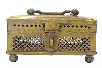 1800's Antique Old Brass Jali Cut Mughal Period  Betel Nut Box Paan Dan • $299.99