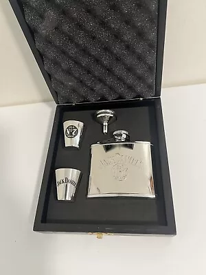 Jack Daniels Hip Flask Set In Wooden Box • $35.85