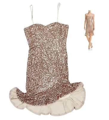 Aidan Mattox All-Over Sequins Sleeveless Mini Cocktail Dress 10 NWT Rose Gold  • $89.96