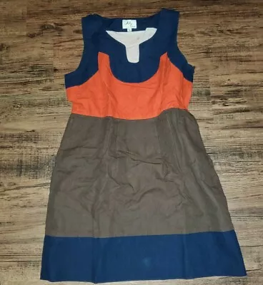 Milly Of New York Orange Navy Blue Brown Dress Size Woman's 12 * • $22.49