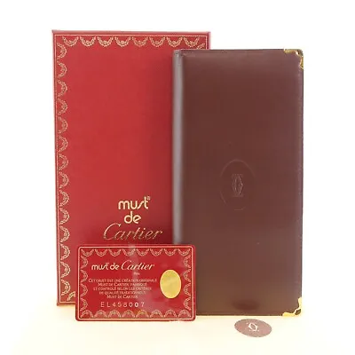 Authentic Cartier Must De Long Wallet Bordeaux Leather #f38427 • $116