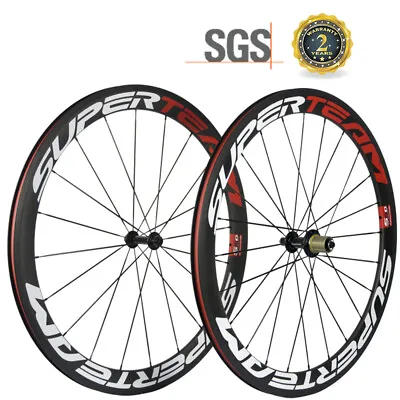 $321.30 • Buy Superteam 700c Carbon Wheels V Brake 50mm Clincher Road Bike Wheelsset 23mm Wide