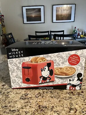 Disney Mickey Mouse 2 Slice Toaster Character Imprint Red NIB • $13
