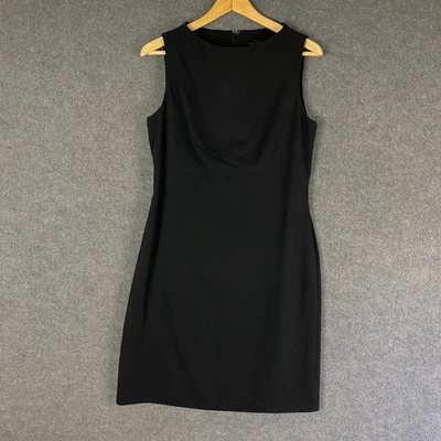 $34.95 • Buy Vintage Cue Dress Women 12 Black Sheath Corporate Occasion Formal Event Ladies