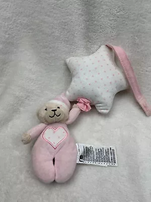 Mothercare Pink Bedtime Bear Pull Down Musical Soft Toy • £9.95