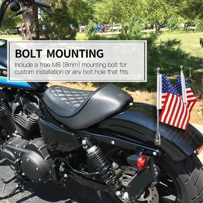 Universal Motorcycle Bike Usa Flagge Silber Pole Gepäckmontage M4A1 Rack U9 J9X • $21.38