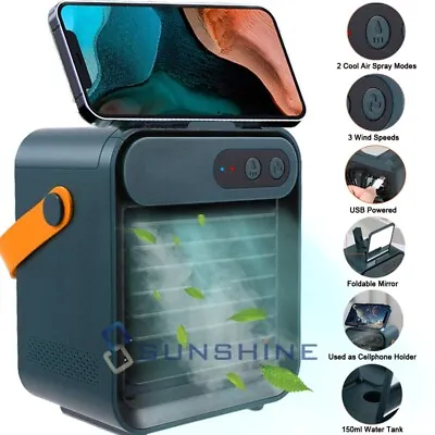 Mini Air Conditioner Portable Evaporative Cooler Desktop Cooling Fan Humidifier • $8.59