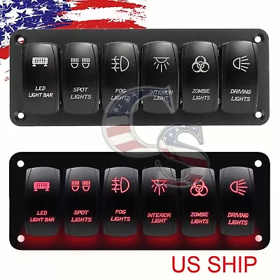 $29.99 • Buy 6 Gang Rocker Switch Panel Car Marine Boat Circuit Led Breaker Voltmeter 12/24v