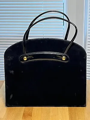 Vintage Kadin Made In USA Black Velvet Handbag Purse With Gold Tone Accents RARE • $29.99