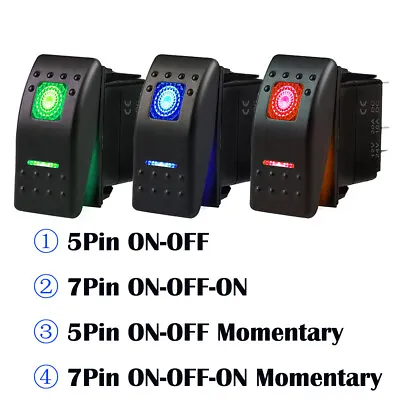 ON-OFF-ON Blue LED Light Bar 5-pin 7-pin Momentary Rocker Toggle Switch Car Boat • $12.98