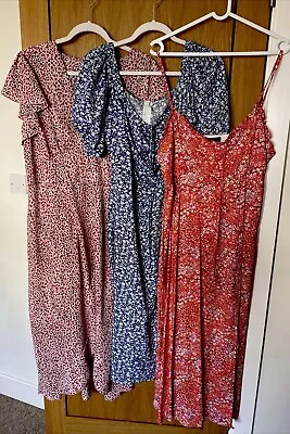 3 Midi Spring/summer Dresses Inc Quiz And New Look Size 14 • £6.50