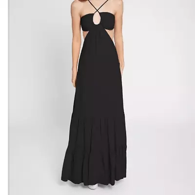 NEW Nicole Miller Cut-Out Criss Cross Silk Maxi Dress- Size L • $150