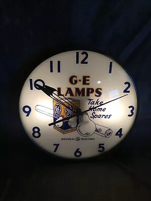 Vintage G-E Lamps Advertising Bubble Wall Clock Lighted 15” Telechron Works Rare • $1299.99