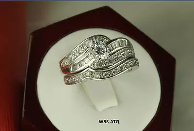 2.2ct Sterling Silver Cz Round Vintage Bridal Engagement Wedding Ring Set Sz5-9 • $20.58