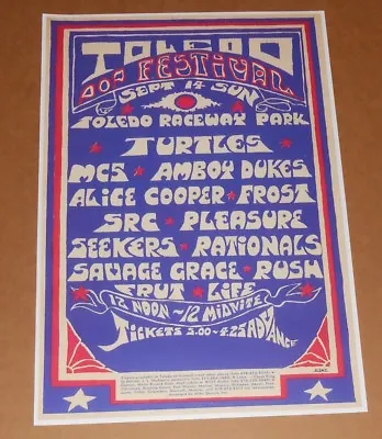 1969 Toledo Pop Festival Poster Print Turtles MC5 Alice Cooper SRC Amboy Dukes • $24.95