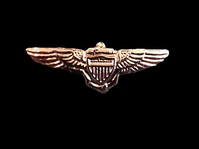 U.s Military Navy Miniature Gold Pilot Wings 1 1/4  Inches Wide Hat Pin Lapel • $9.95
