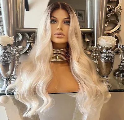 Blonde Lace Front Wig Transparent Lace Wig Wavy Blonde Wig Centre Part Lace Wig • £89