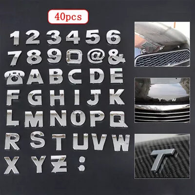 40× 3D DIY Chrome Metal Letter Numbers Car Motorcycle Emblem Badge Sticker Decal • $8.99