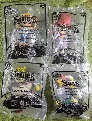 LOT OF 4-2010 SHREK FOREVER AFTER HAPPY MEAL TOYS IN PACKAGES #s 3-6 • $25