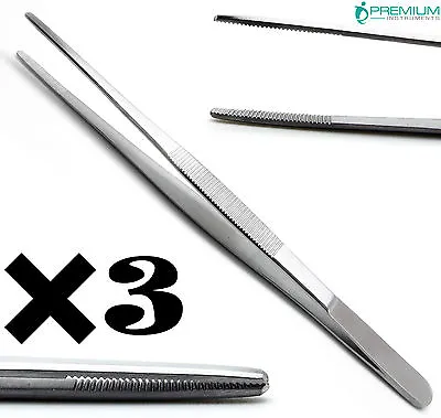 3× Dressing Tweezer 8  Tissue Thumb Forceps 2.6cm Serrated Tip Surgical • $24.49