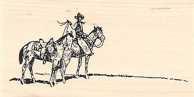 Cowboy Horse Border Wood Mounted Rubber Stamp IMPRESSION OBSESSION D13151 New • $15.16