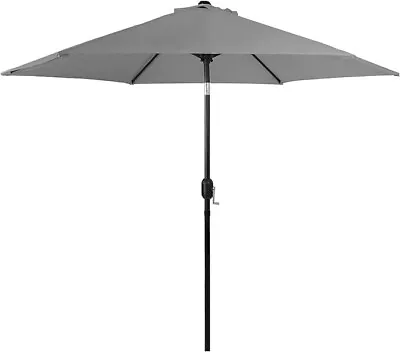 2.7m Garden Parasol With Crank Handle Waterproof UV40+ Protection Tilting Grey • £29.99