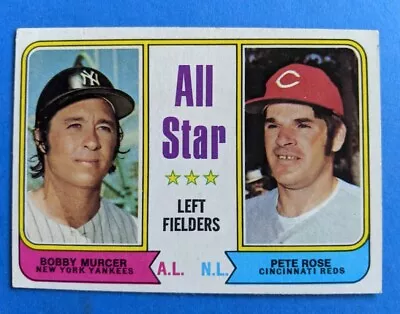 1974 Topps - All Star Left Fielders #336 - Pete Rose Bobby Murcer NY Yankees • $1