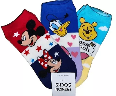 New 3prs Ladies/older Girls Disney Themed Trainer Socks/shoe Liners.UK 4-6 • £5.95