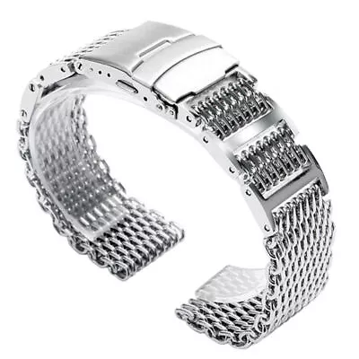 20/22/24mm Silver Bracelet Stainless Steel Shark Mesh Watch Band Wrist Strap HQ • $21.99