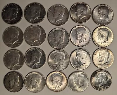 1964 Kennedy Half Dollars FULL ROLL Of  20 Coins 90% Silver GREAT CONDITION • $5.50