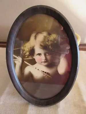 Antique1897 Cupid Awake Framed Print M B Parkinson Oval Metal Frame • $18