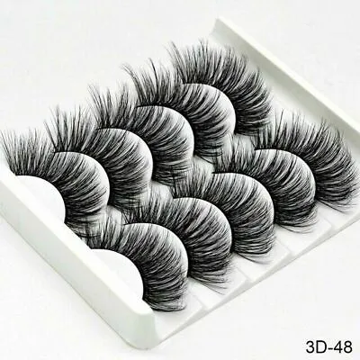 5Pair 3D Mink False Eyelashes Wispy Cross Long Thick Soft Fake Eye Lashes  UK • £4.19