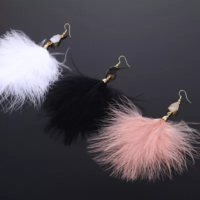 £2.99 • Buy Women Bohemian Ostrich Feather Earrings Long Tassel Dangle Drop Earrings Jewelry