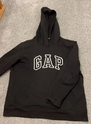 GAP Black Embroidered Spell Out Hoodie Size Large Women’s • £8