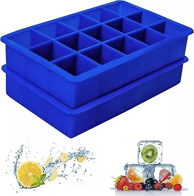 2 Pack Silicone Ice Cube Tray Ice Cube Trays Molds Large Ice Cube Tray For • $13.85