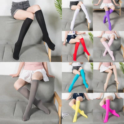 $1.19 • Buy Womens Long Socks Over Knee Thigh High Stockings Hosiery Tights Pantyhose Thin 